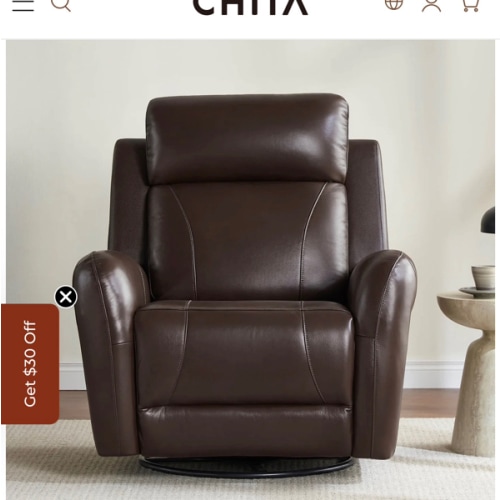 Myles Genuine Leather Swivel Glider Power Recliner