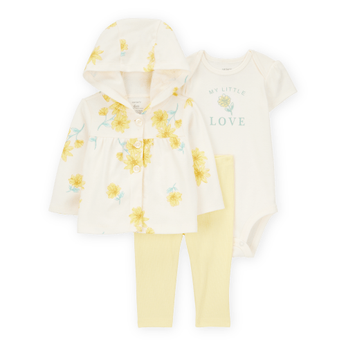 Baby 3-Piece Floral Hooded Pant Set - Yellow/Ivory - Carter's | Carter's