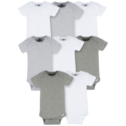 Onesies Brand Gender Neutral Short Sleeve Onesies Bodysuits, 8-Pack, Sizes Newborn - 12 Months