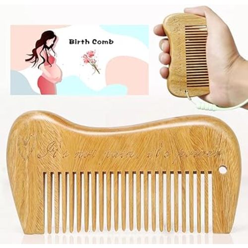 Sandalwood Birthing Comb for Labour Pain Relief, Natural Wooden Labor Gifts for Pregnant Women, Delivery Baby Shower Gifts