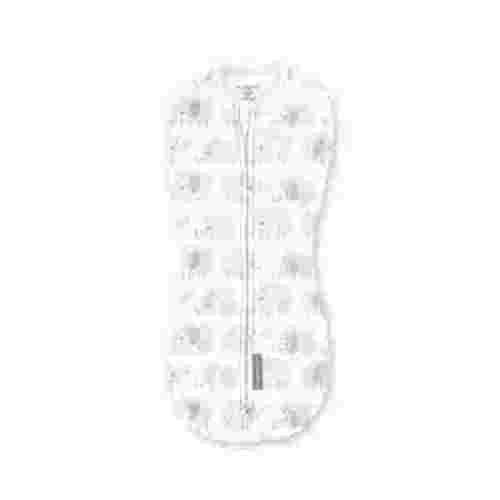 SwaddleMe by Ingenuity Compression Baby Swaddle Pod, Two-Way Zipper for Easy Diaper Changes, 0-2 Months, 1.0 TOG, 1-Pack - Scribble Elephant
