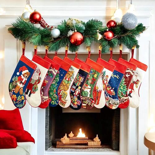 Christmas Stockings Embroidered - Personalized Gift, Family Holiday Decor with Old World Vintage Charm