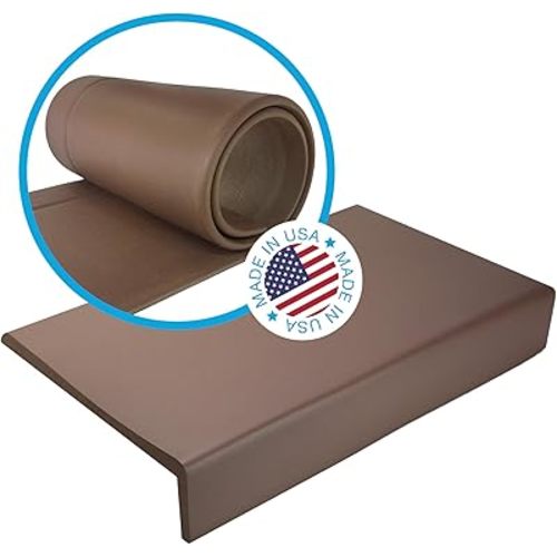 Kidkusion Soft Seat Edge Cushion | Made in USA | 108" | Brown | Fireplace Cushion and Hearth Pad