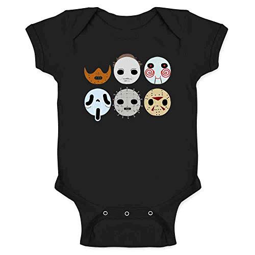 Pop Threads Horror Masks Monster Scary Movie Halloween Spooky Baby Toddler Kids Girl Boy T-Shirt