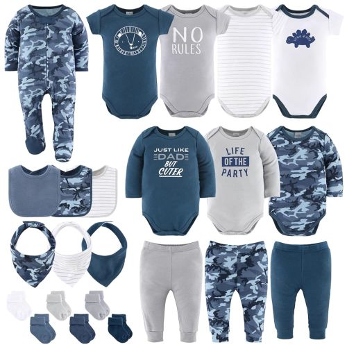 The Peanutshell Baby Layette Gift Set for Boys, Newborn Boy Gift Sets, Baby Clothes & Newborn Essentials Must-Have, Blue Camo