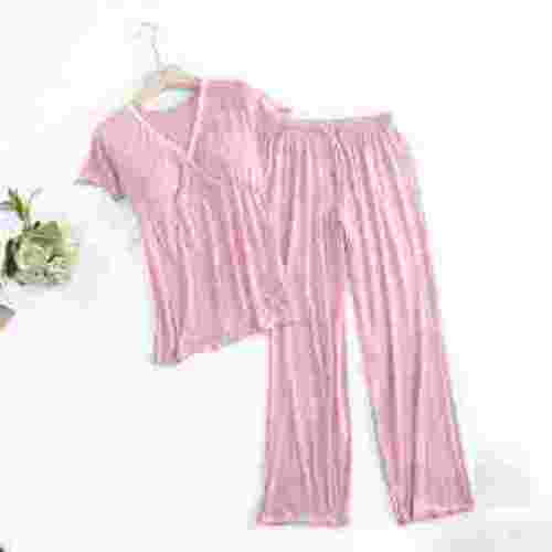 Maternity Clothes Savings! Joau Women's Maternity Pajama Set Nursing Pjs Postpartum Breastfeeding Sleepwear Set Short Sleeve V Neck Top & Pants Pregnancy Loungewear
