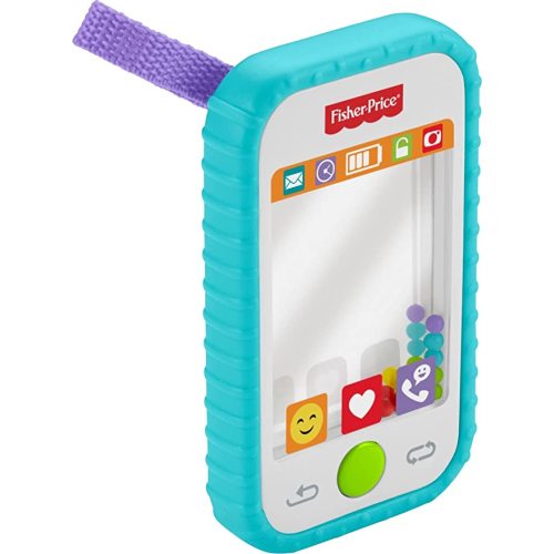 Fisher-Price Baby Toy Hashtag Selfie Fun Phone 3-in-1 Rattle Mirror & BPA-Free Teether for Sensory & Fine Motor Skill Development