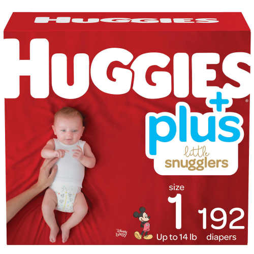 Huggies Plus Diapers Sizes 1 – 2 – One Color, 1 (8-14 lb/4-6 kg)