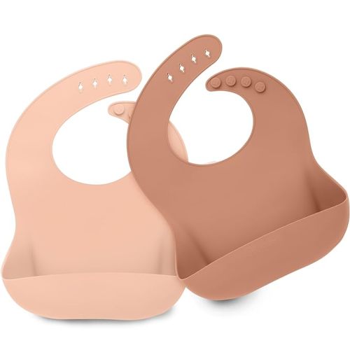 KeaBabies 2-Pack Silicone Bibs For Babies, Silicone Baby Bibs for Eating, Food-Grade Pure Silicone Bib, Toddler Bibs, Waterproof Bibs, Feeding Bibs, Silicon Bibs for Toddlers, Boys, Girls (Dusk)