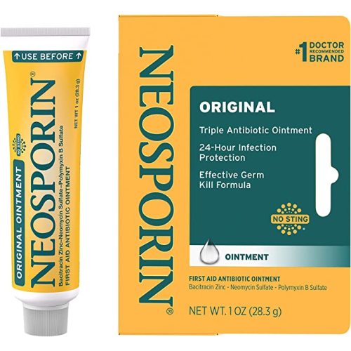 Neosporin Original First Aid Antibiotic Ointment with Bacitracin Zinc for Infection Protection, Wound Care Treatment & Scar Appearance Minimizer for Minor Cuts, Scrapes and Burns, 1 oz