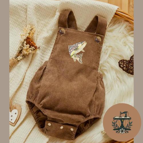 Gone Trout Fishing | Rainbow Trout | Corduroy Romper | Personalized Gift | Made to Order