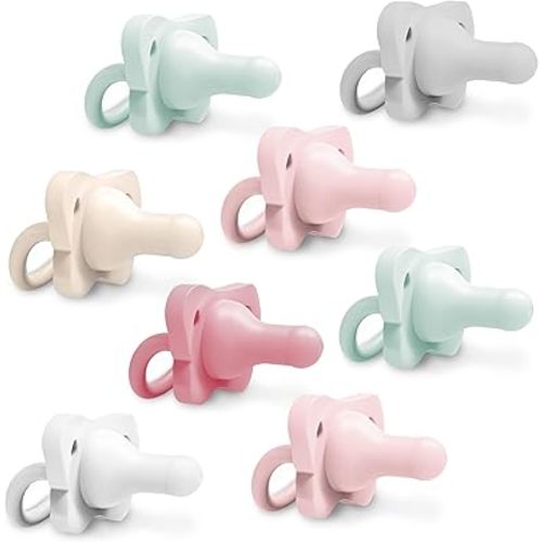 Dr. Brown's HappyPaci 100% Silicone Baby Pacifier, Light-Pink/Pink/White/Gray/Green/Ecru, 0-6m, BPA-Free, 8-Pack