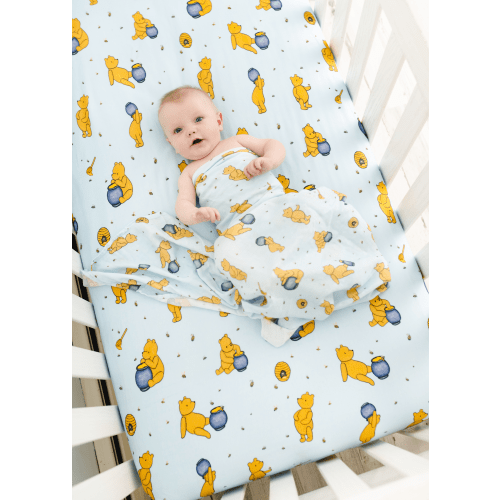 Hunny Pot Blue Bamboo Crib Sheet