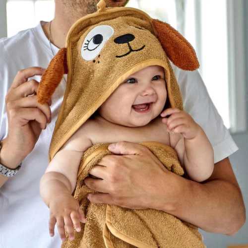 Personalizable organic hooded towel with cute animal motifs - Cuddly soft & sustainable - Lovingly embroidered with name gift birth