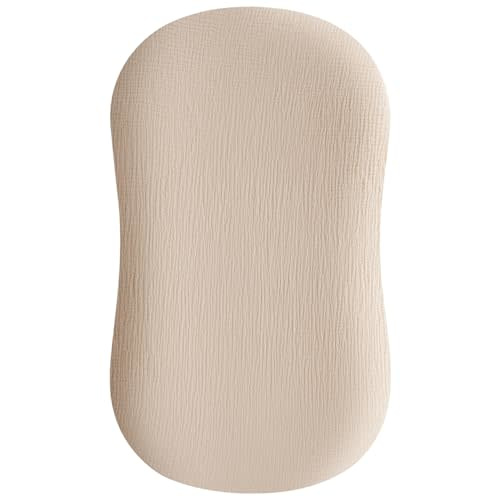 Konssy Muslin Baby Lounger Cover 1 Pack, 100% Cotton Newborn Lounger Cover, Soft and Breathable Lounger Slipcover, Cover Only (Wheat)