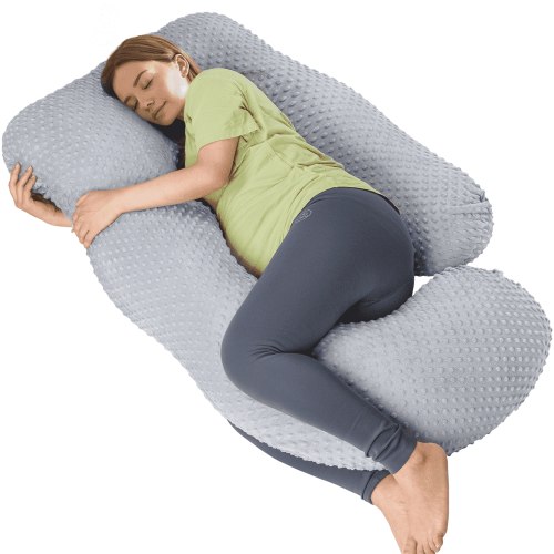 Cshidworld Full Body Pregnancy Pillow U-Shaped Support for Side Sleepers Gray
