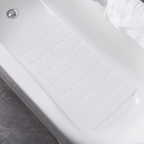 Foldable Non Slip Silicon Bath Mat Bathtub mat Shower mats no Suction Cups for Textured Tub and Reglazed Tub (Foldable-White, 28-inch x 14-inch)