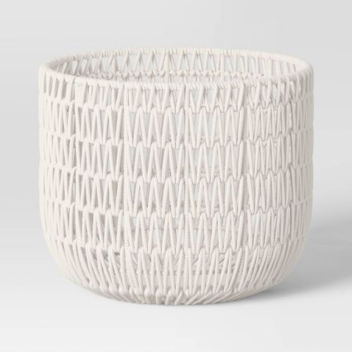 Rope Basket Cream - Threshold™: Woven Polyester & Cotton, Decorative Storage Organizer, Round Shape, 16" Width