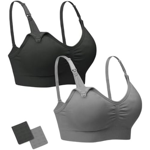 Stelle Nursing Bras Maternity Bra for Breastfeeding Pregnancy Wireless Bralette with Pads, Extenders & Clips