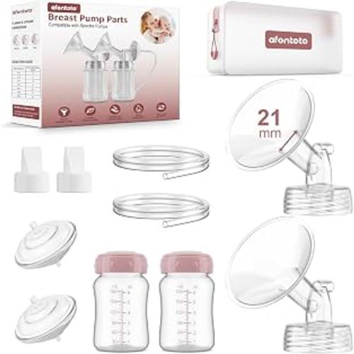 Pump Parts Compatible with Spectra S1/S2/9Plus/SG Breastpump, Full Set Replacement Parts for Spectra Include 21mm Flange,Duckbill Valve,Backflow Protector,Tube,Bottle, Not Original S1/S2 Accessories