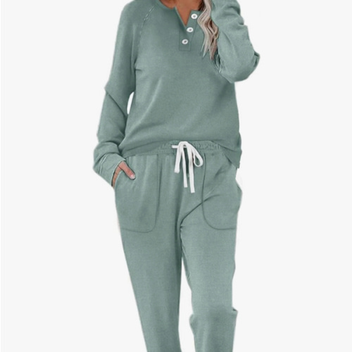 WIHOLL Two Piece Outfits for Women Lounge Sets Button Down Sweatshirt Sweatpants Sweatsuits Set with Pockets