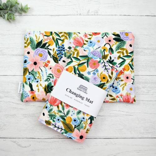 Floral diaper clutch and changing mat, - Lavender