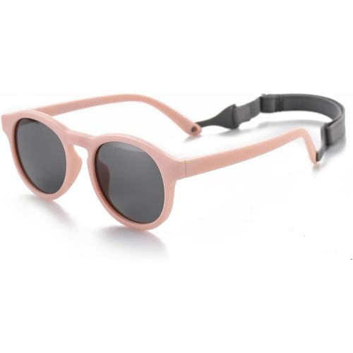 Baby First Sunglasses with Strap Round Flexible UV400 Polarized Infant Sunglasses for Ages 0-24 Months