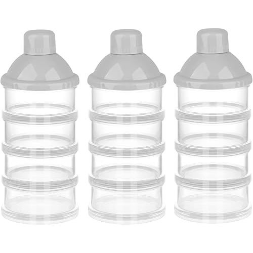 Accmor Formula Dispenser On The Go, 4 Compartments Stackable Formula Container for Travel, Baby Milk Powder Kids Snack Container, BPA Free