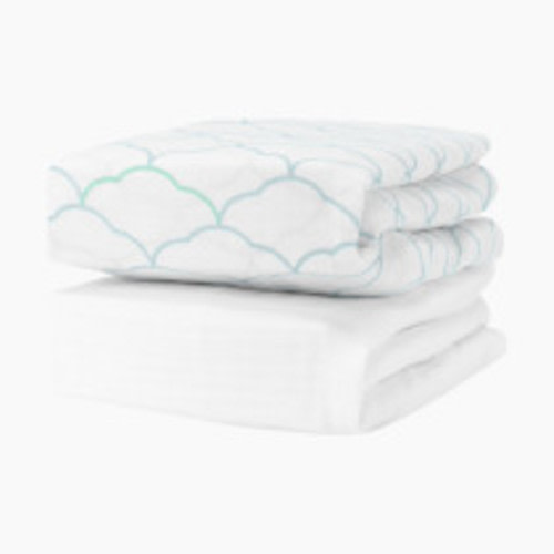 Newton Baby 2-Pack Organic Cotton Breathable Crib Sheets - Dreamweaver In Moonstone Mist + Solid White