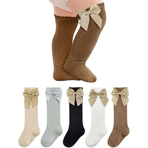 Century Star Toddler Knee High Socks Baby Girl Long Tube Socks Infant Ruffle Bow Sock Mesh Stockings