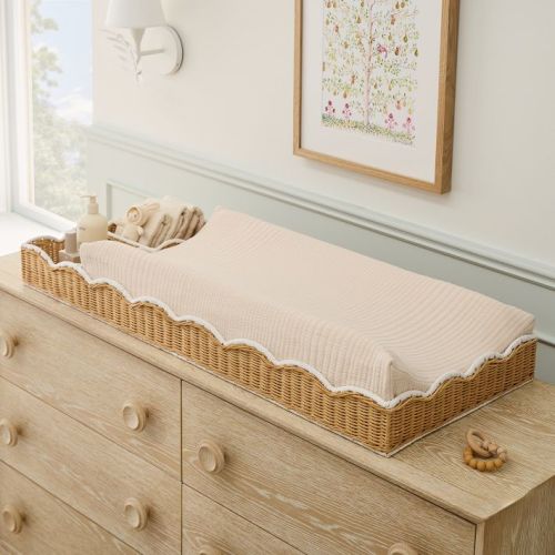 Scallop Rattan Universal Changing Table Topper
