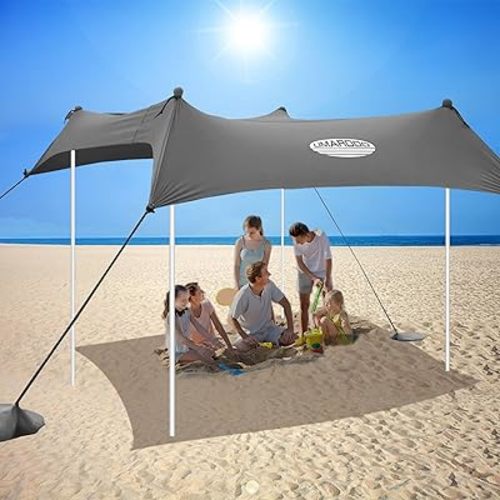 UMARDOO Family Beach Tent Canopy Sun Shade Portable 7×7FT (Gray)