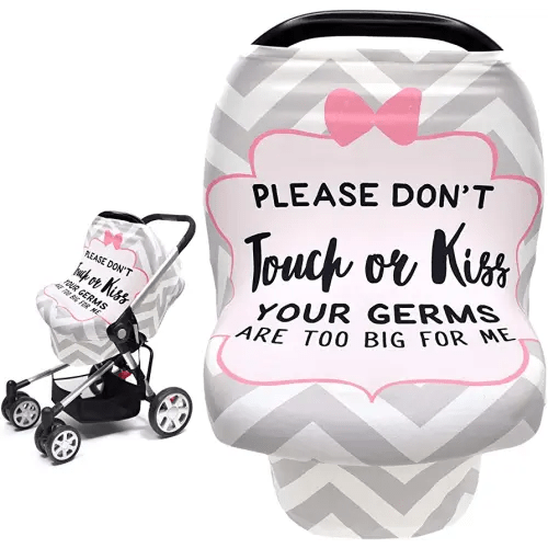 Metplus No Touch Sign Car Seat Cover for Babies, Mom Nursing Covers Breastfeeding Scarf, Multi Use Infant Carseat Canopy for Newborn Carrier/Stroller/Shopping Cart, Baby Shower Gifts for Boy Girl