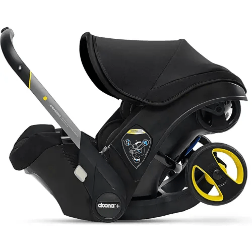 Doona Infant Car Seat & Latch Base - Rear Facing, Car Seat to Stroller in Seconds - US Version, Nitro Black