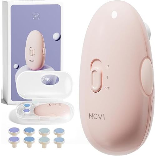NCVI Baby Nail Trimmer Electric, Baby Nail File, Safe Baby Nail Clippers, Trim and Polish Set for Newborn Baby Infant Toddler Kids, Fingernails Care, Grooming & Manicure kit, 8 Grinding Heads, Pink
