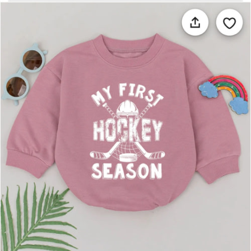 My First Hockey Season Romper, Retro Future Hockey Player Bodysuit, Sport Romper, Hockey Baby, Father's Day Gift, Dad’s Little Hockey Buddy