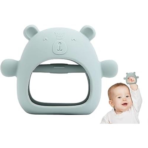 Bear Mitten Baby Teether, Anti-Drop Teething Toy for Babies 3+ Months, Silicone Teether for Baby Teething Relief, Infant Toy for Sucking Needs, BPA Free(Blue)