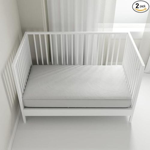 QuickZip Crib Sheet Set - Faster, Safer, Easier Baby Crib Sheets - Includes 1 Wraparound Base & 1 Zip-On Crib Sheet - Misty Gray 100% Cotton - Fits All Standard Crib Mattresses