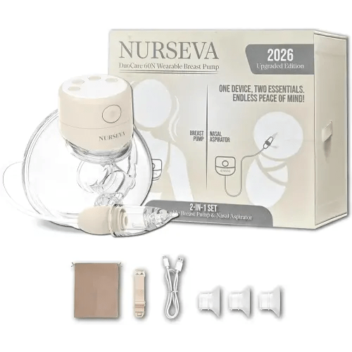 DuoCare 60N Wearable Breast Pump & Nasal Aspirator for Babies and Toddlers, Hands Free Portable Electric Pump for Breastfeeding, Discreet and Quiet, 4 Modes&15 Levels, One Pack