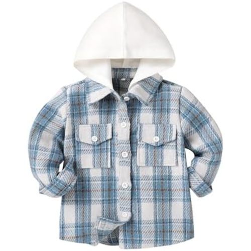 YOUNGER STAR Toddler Kids Boys Girls Flannel Hooded Plaid Shirt Button Baby Red Plaid Shirt Plaid Shirt Hooded Clothes