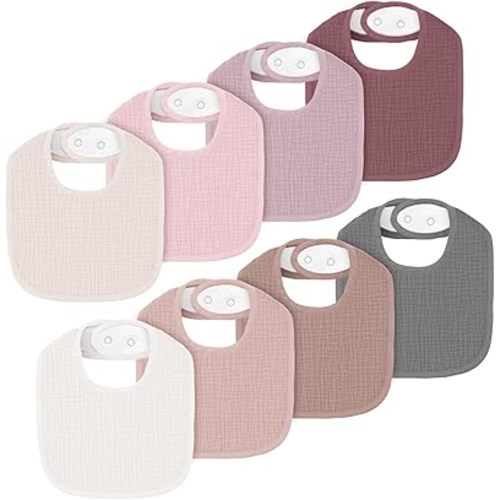 8 Pack Muslin Baby Bibs for Boys Girls, Soft Cotton Baby Bibs for Drooling and Teething