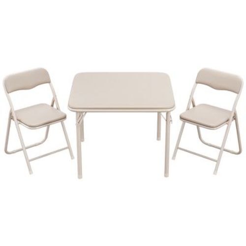 Boys and Girls Folding Table and Chairs Set of 3, Portable Table and Chair with Pu Soft Cushion, No Installation Required