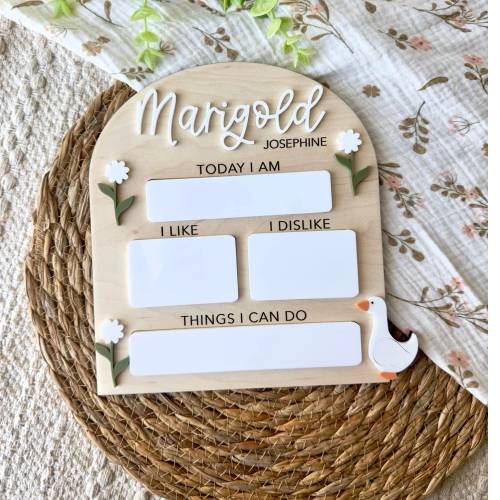 Goose  Monthly Milestone Dry Erase Board | Baby  Wooden Milestone Discs | Baby Shower Gift