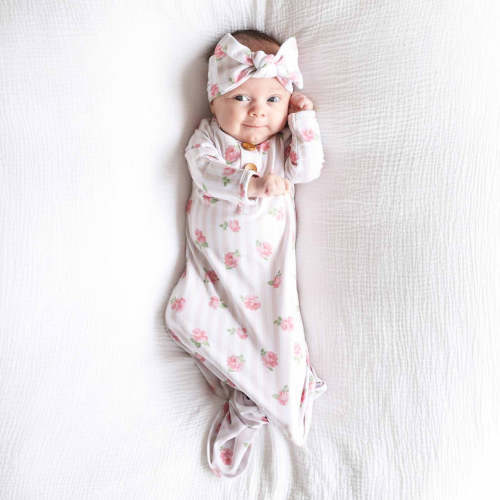 Rosy & Cozy Newborn Baby Knot Gown & Hat Set
