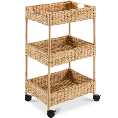 Best Choice Products 3-Tier Water Hyacinth Rolling Nursery Caddy w/ Wheels Utility Cart Storage Organization - Natural in the Utility Carts department at Lowes.com