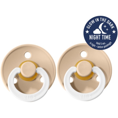 BIBS Night Glow Pacifier 2 Pack, Latex Size 1 - Assorted*