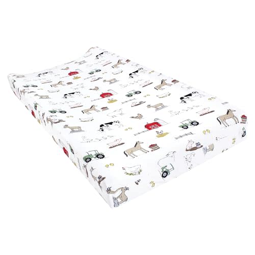 Hudson Baby Unisex Baby Cotton Changing Pad Cover, Farm, One Size