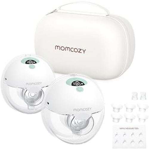 Momcozy Breast Pump Hands Free M5, Wearable Breast Pump of Baby Mouth Double-Sealed Flange with 3 Modes & 9 Levels, Electric Breast Pump Portable - 24mm, 2 Pack Mint