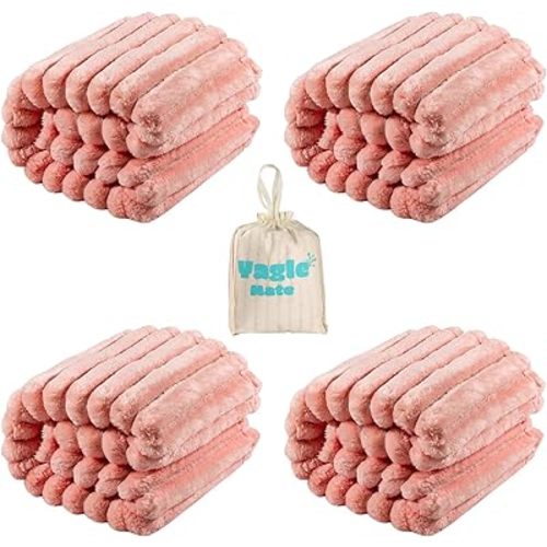 4 Pack Fleece Baby Blanket for Girl, Soft Newborn Crib Blankets with Wider Striped Design Cute Samll Toddler Receiving Blanket for Baby Shower, 30”×40”, (Sakura Pink)