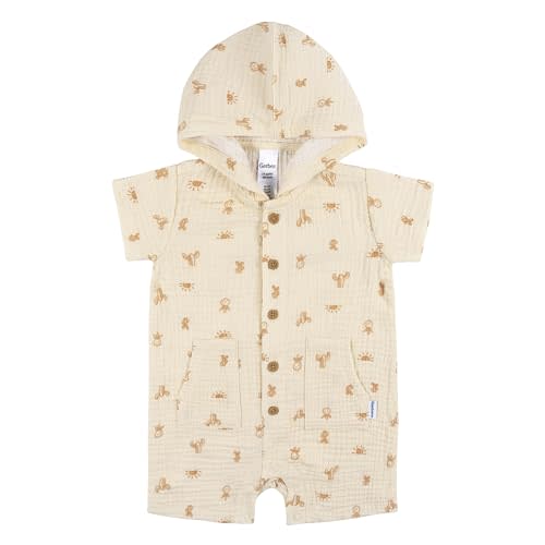 Gerber baby-boys Hooded Cotton Romper